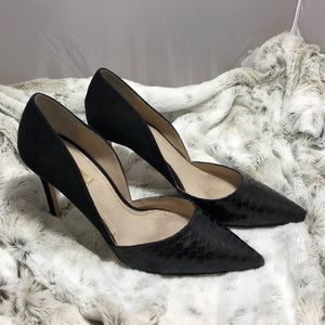 Black Suede and Leather Pumps